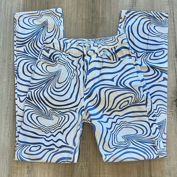 Zara White & Purple Printed Straight Leg Jeans Size 2 - Picture 9 of 11